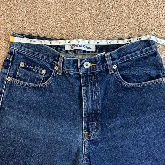 00s Y2K Vintage Express Bleus 100% Cotton Flare Dark Wash Jeans Sz 9/10 - Picture 6 of 11